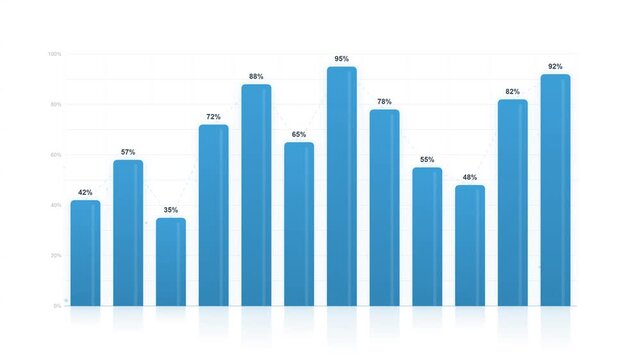 Blue 3D Bar Chart Animation Visualizing Data Growth