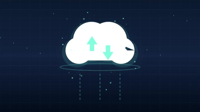 Cloud Computing Data Transfer Icon on Dark Background
