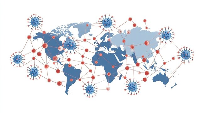 This graphic illustrates the global spread of COVID-19, showcasing