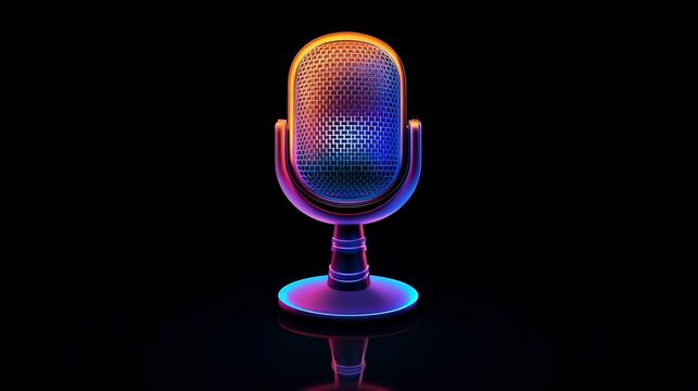 A vibrant microphone icon created with a 3D neumorphic effect,
