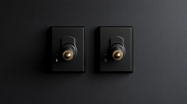Two neumorphic toggle switches rest against a dark, textured wall.