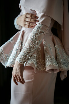 Detail of Elegant Modest Malay Bridal Gown