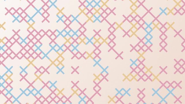 Embroidery sampler illustration in pastel seamless loop