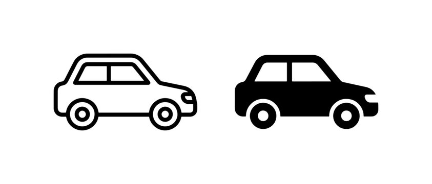 Car outline and solid silhouette for app or web