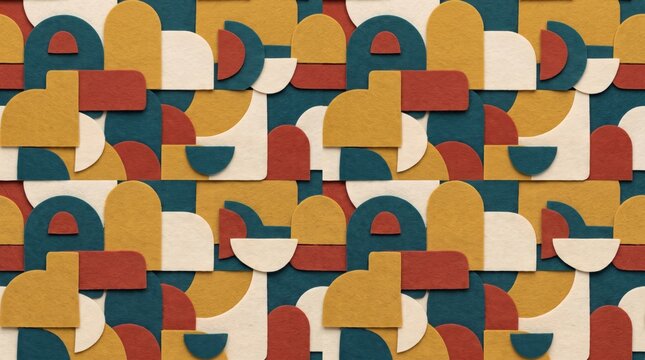 Layered Felt Cutout Seamless Geometric Craft Pattern