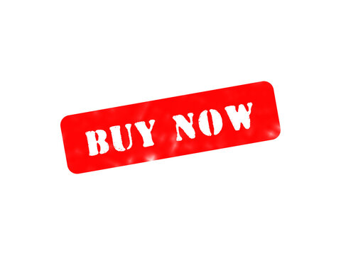 A rectangular red button with white text that says buy now, featuring a bold sans-serif font, isolated on a solid black background isolated on a transparent background