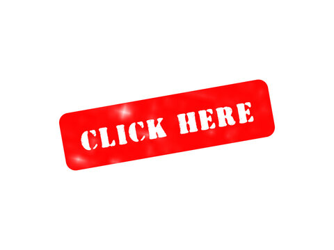 A rectangular red button with white text that says click here, isolated on a black background, useful for digital marketing and web isolated on a transparent background