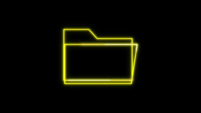 Neon Folde Icon Animation on Black Background