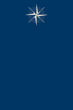 Two Compass Symbols on Blue Vertical Background