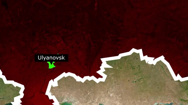Map view highlighting the city of ulyanovsk in russia with ulyanovsk
