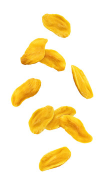 Falling Dried Mango, isolated, full depth of field