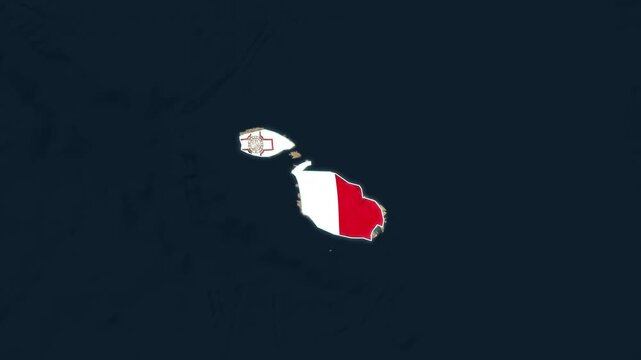 Malta island map with national flag rotating in smooth motion clip