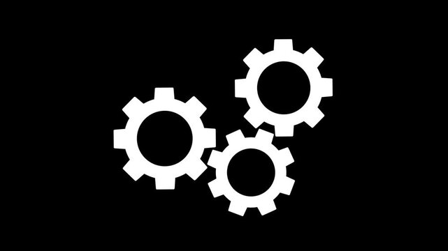 Cogwheel gear spinning around animation. cog wheel icon turning animated background. Motion graphics of teamwork concept. Animation of 4k video.