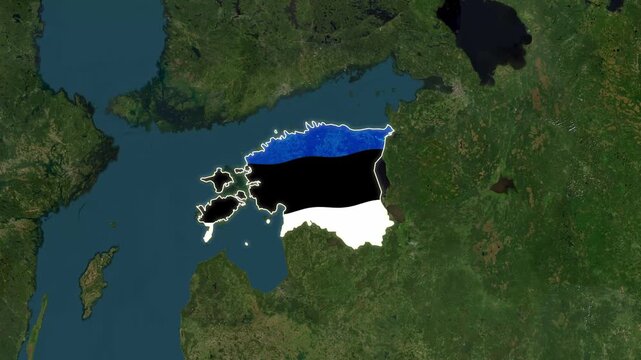 Estonia country map animation featuring flag design motion video footage