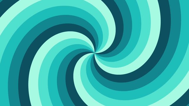 Abstract turquoise spiral rotates across a flat geometric graphic background