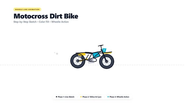 Motocross Dirt Bike Doodle Line Animation Process