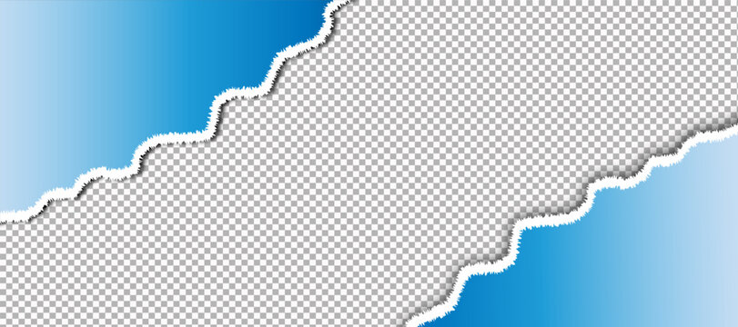 Blue ripped paper vector graphic illustration with transparent background for design projects and banners