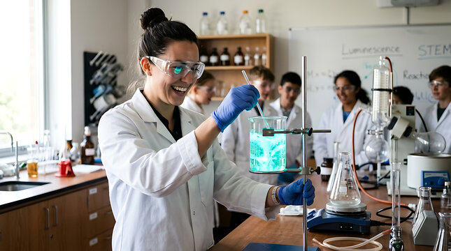 Scientist performing experiment in laboratory with scientific