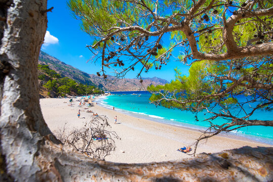 Apella Beach in Karpathos island, Greece with crystal clear turquoise water