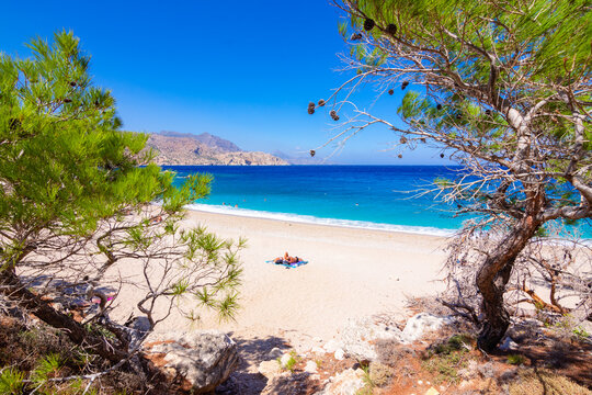 Apella Beach in Karpathos island, Greece with crystal clear turquoise water