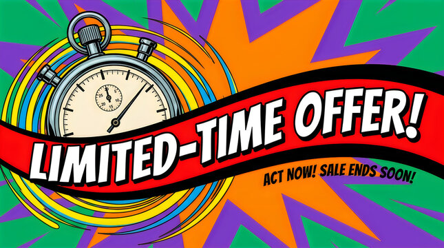 Limited-time offer sale banner with stopwatch