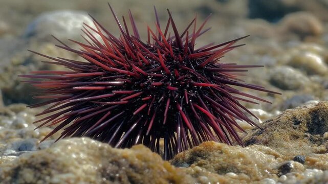 Sea urchin spines moving on a seabed