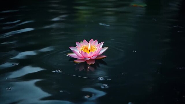 Lotus candle drifting across a pool