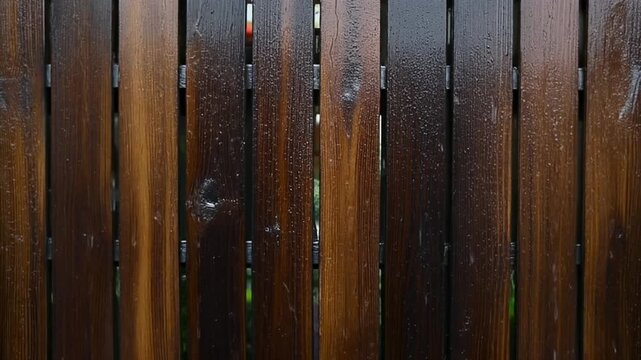 Fence wood darkening in the rain