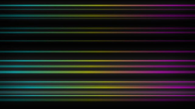 Neon rainbow lines glowing on a black background