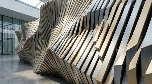 Modern Abstract Parametric Metal Wall Sculpture Architectural Installation