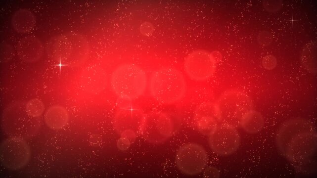 Abstract red bokeh and glitter background with sparkling stars and light effects