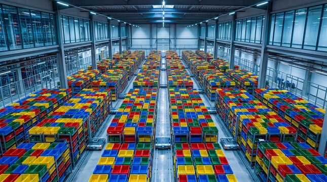 Automated Warehouse with Robotic Storage and Retrieval System