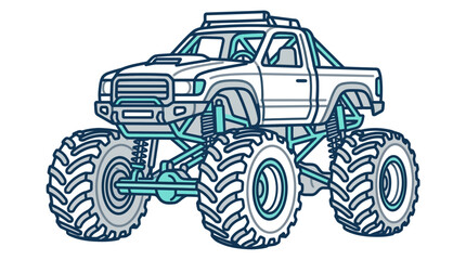 Illustration of a powerful offroad monster truck with oversized tires. © Yayan
