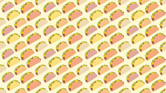 Mexican taco pattern on light yellow background.