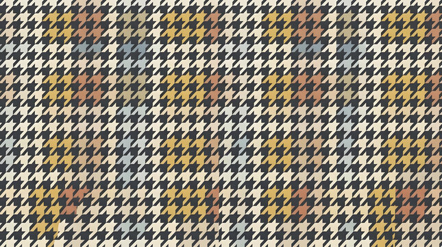 Neutral houndstooth plaid wool fabric textile pattern