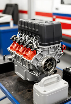 Automotive engineering and mechanical innovation, high performance internal combustion engine prototype for vehicle manufacturing and industrial research