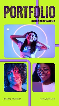 Colorful Arrow Story / Rounded Photo Grids and Bright Lines for Portfolios and Creative Showcases / Vertical / Part 08
