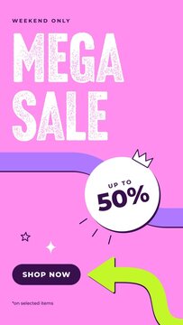 Colorful Arrow Story / Bold Sale Type and Curved Arrows for Discount Campaigns and Retail Promotions / Vertical / Part 07