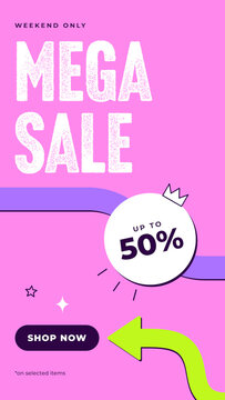 Colorful Arrow Collection Story / Textured Sale Headlines and Ribbon Graphics for Shop Offers and Promotional Campaigns / Vertical / Part 07