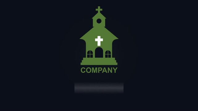Minimalist Church Building Logo Animation Featuring Elegant Cross Icon for Religious Institution Branding