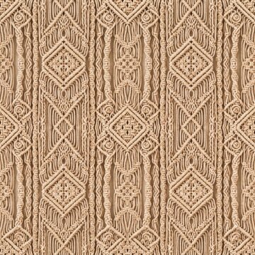 Handmade macrame wall hanging textile pattern with intricate knotting