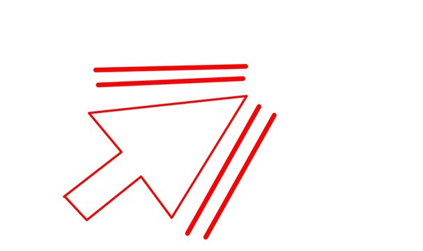 Red upward arrow graphic with diagonal lines for growth and progress