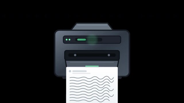 Printer Printing Document on Paper Animation