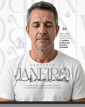 Janeiro Branco Sa&uacute;de Mental Post Card Insta Template Banner