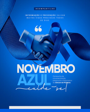 Novembro Azul Apoio Conscientiza&ccedil;&atilde;o Post Card Insta Template Banner