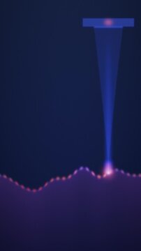Chromatic Confocal Sensor Rainbow Cone Tracing Surface Profile With Color Coded Points Seamless Loop in subtle blue tones vertical 9:16