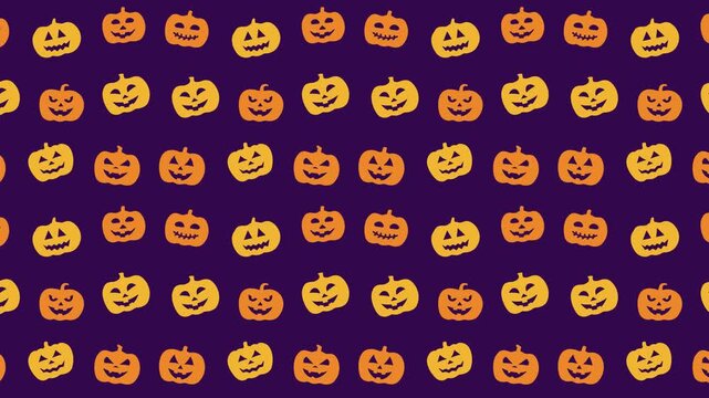 Cute Halloween pumpkin pattern seamless 4K loop