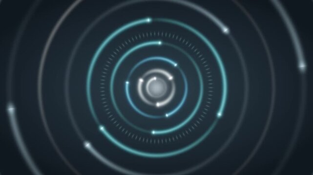 Glowing Concentric Loading Rings UI Radial Progress Spinner Seamless Loop in subtle cyan tones