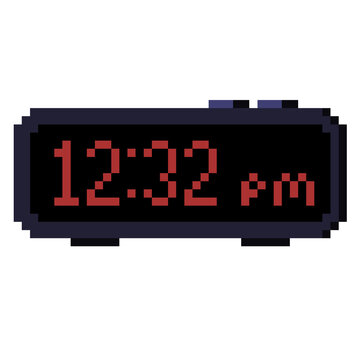 Pixel art clock icon for office productivity interface