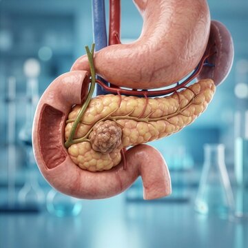 Pancreatic Cancer with Localized Tumor in Human Pancreas Medical 3D Visualization